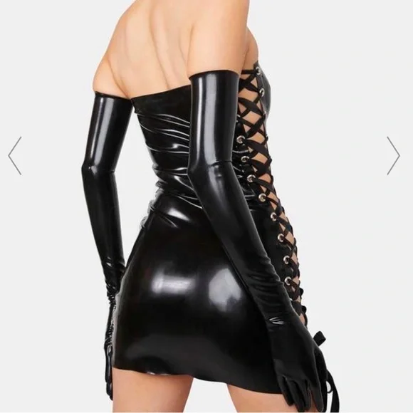 Lace up latex tube dress size medium